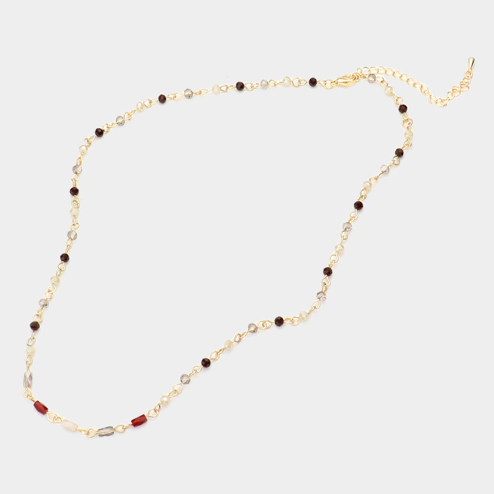 Burgundy Faceted Bead Necklace