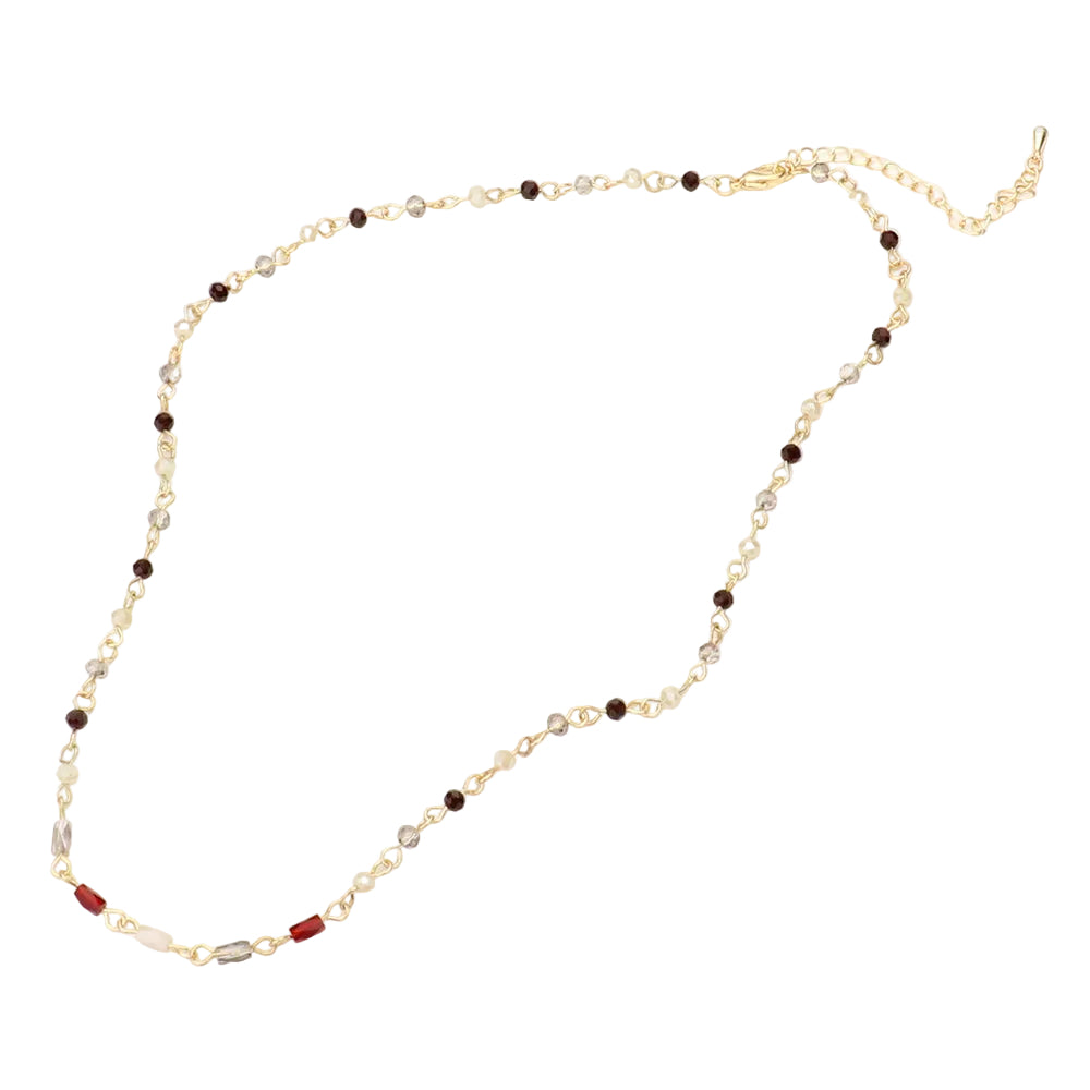 Burgundy Faceted Bead Necklace