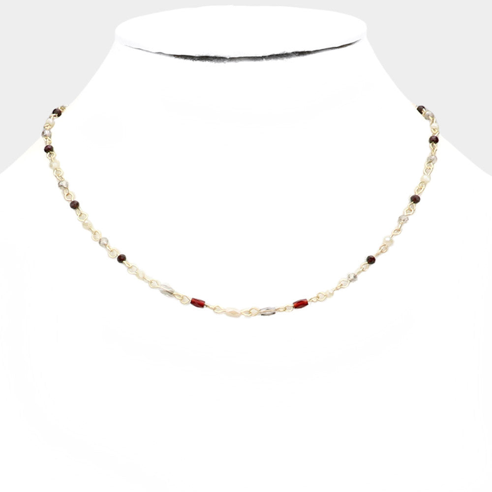 Burgundy Faceted Bead Necklace