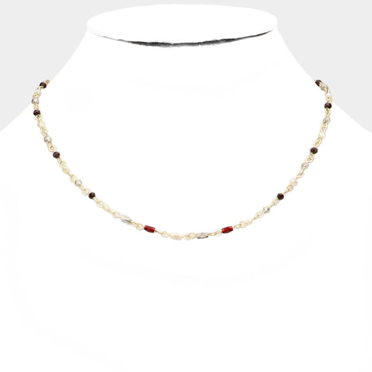 Burgundy Faceted Bead Necklace
