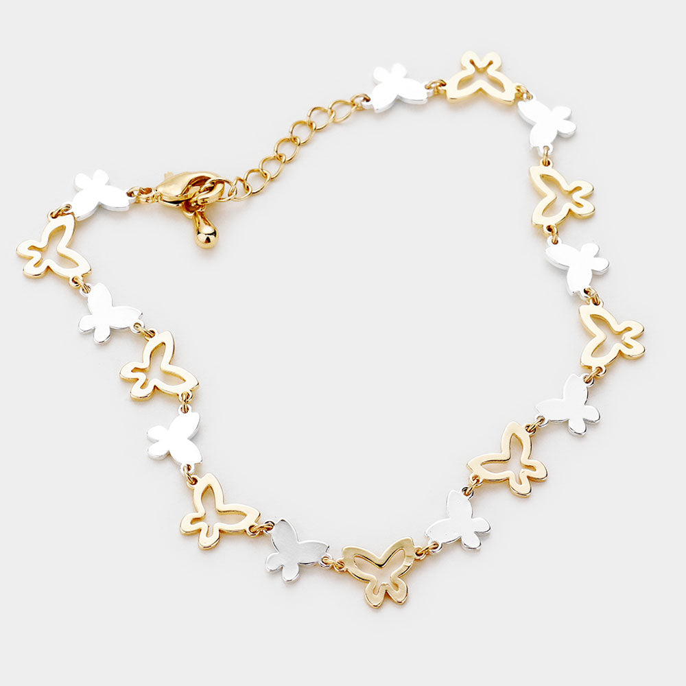 Butterfly Bug Link Bracelet (Two Tone)