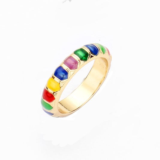 Colorful Metal Band Ring (sz 6.5)