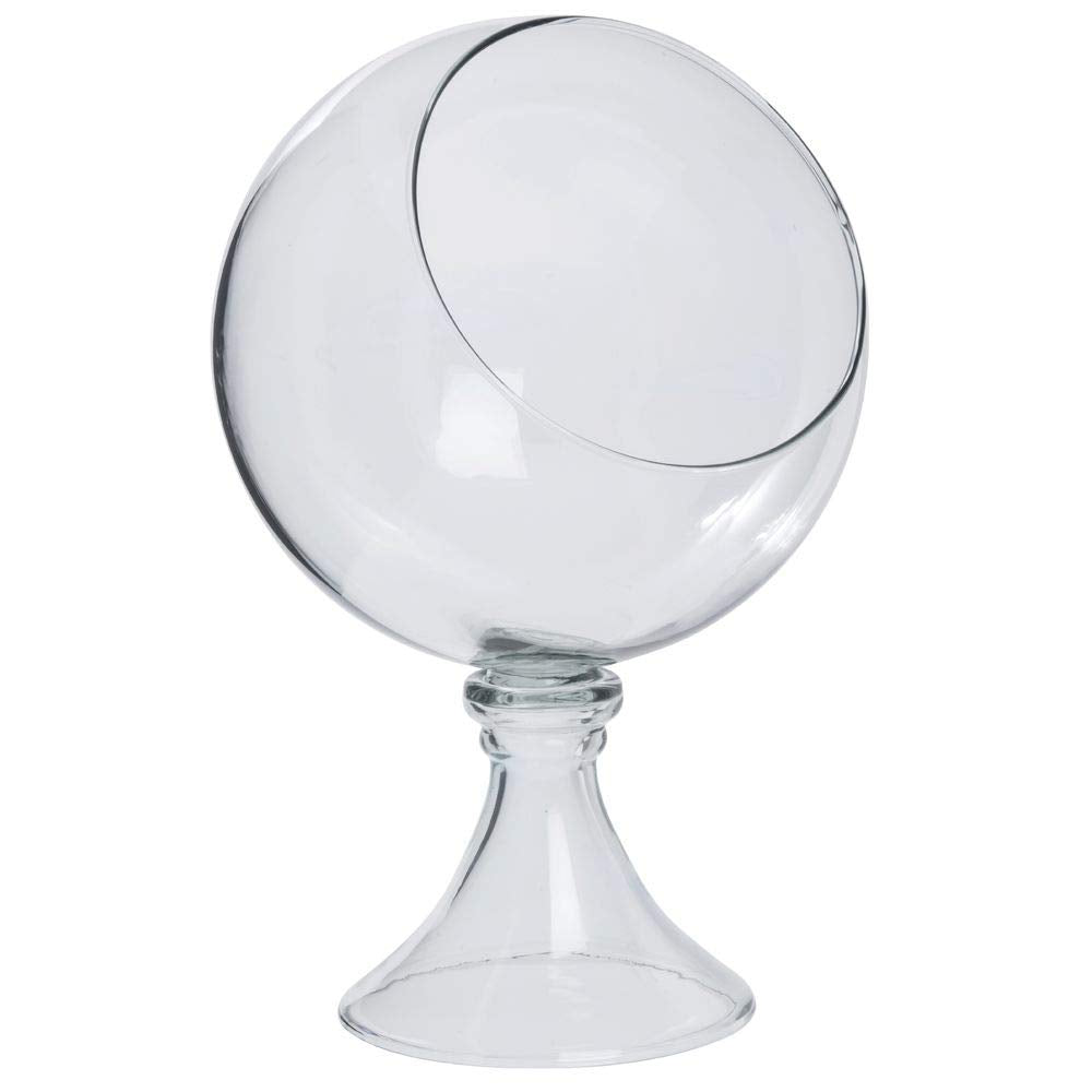 Mouthblown Recycled Glass Display Bowl on Pedestal