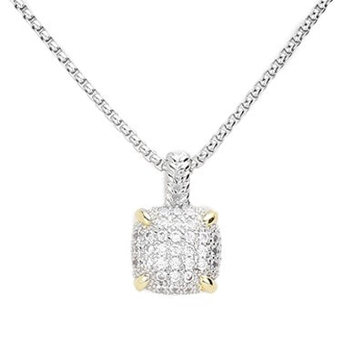 Cubic Zirconia Square Pendant Necklace