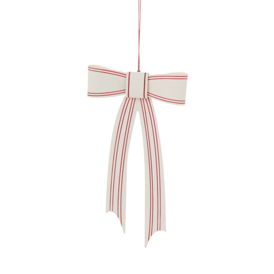Decorative bow with red stripes on a white background