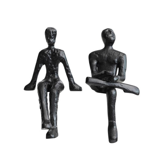 Sitting Shelf Man Figure Statues (Set of 2)