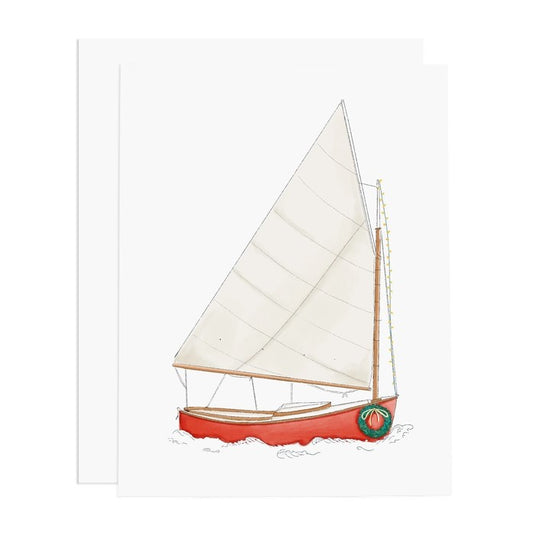 Sailboat Christmas Holiday Greeting Card