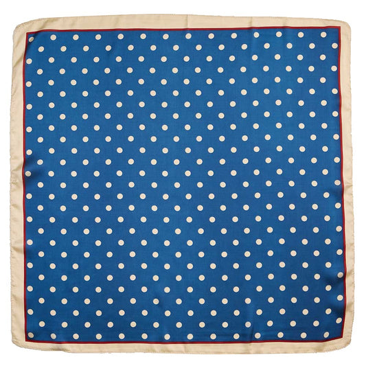 Classic Polka Dot Square Silky Satin Scarf (Navy Blue)