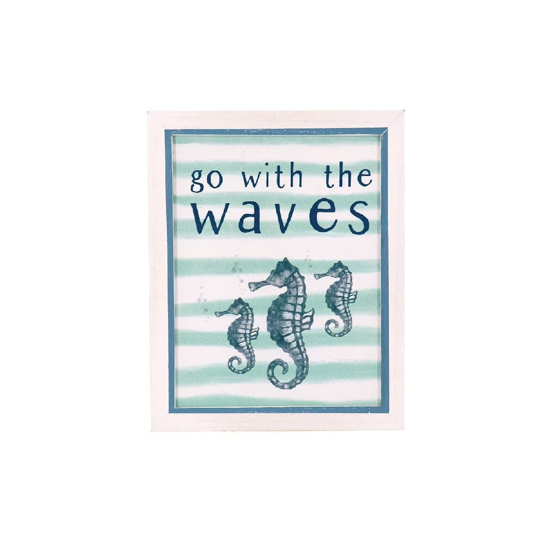 Striped Coastal Cottage Wall Art (Seahorse)