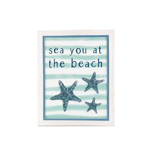 Striped Coastal Cottage Wall Art (Starfish)