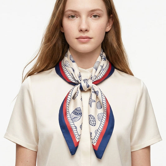 Coastal Seashell Starfish Square Bandana Scarf