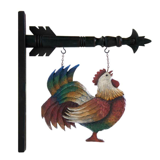 Colorful Rooster Hanging Arrow Replacement Sign