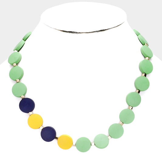 Colorful Wood Disc Collar Necklace
