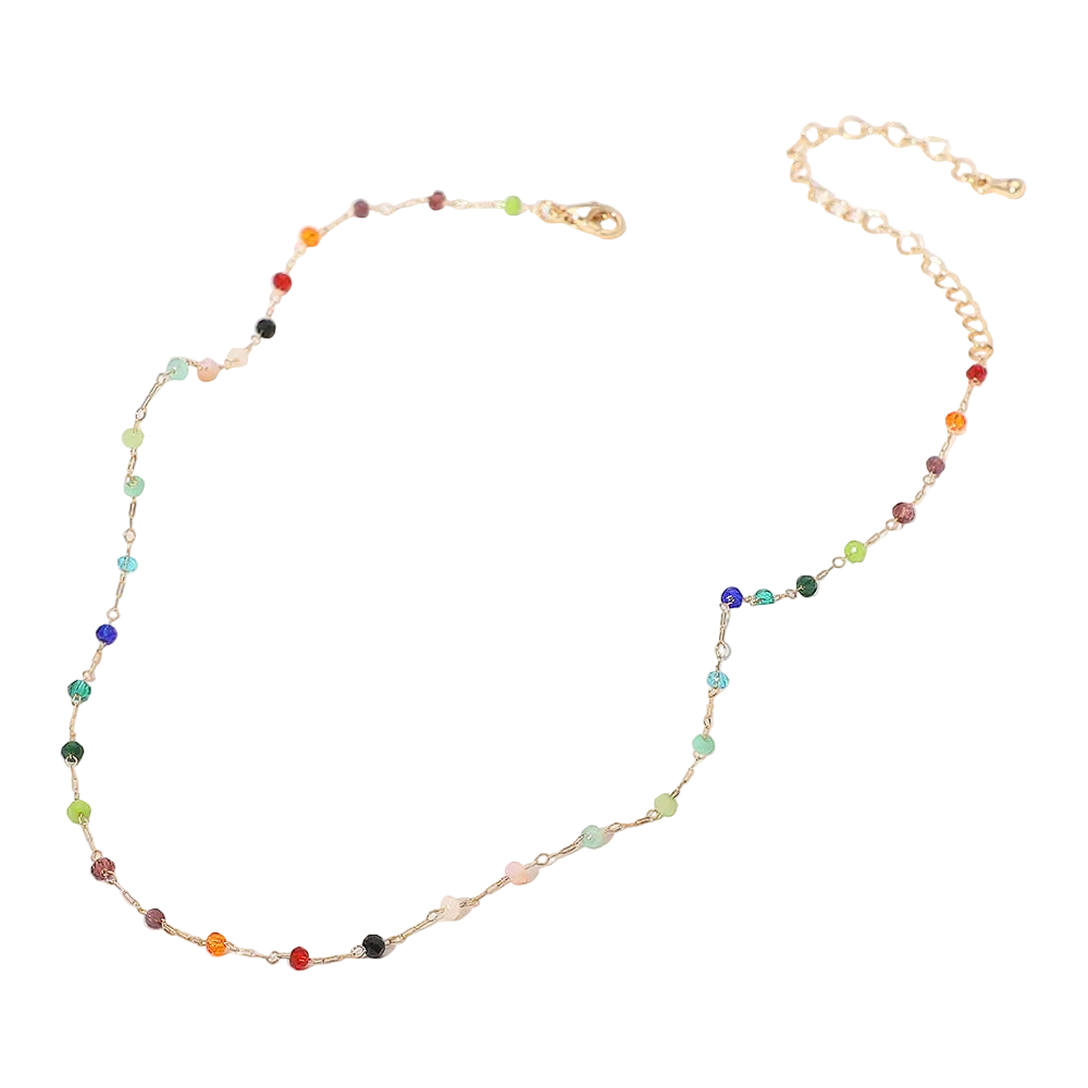 Colorful Beaded Gold Chain Necklace