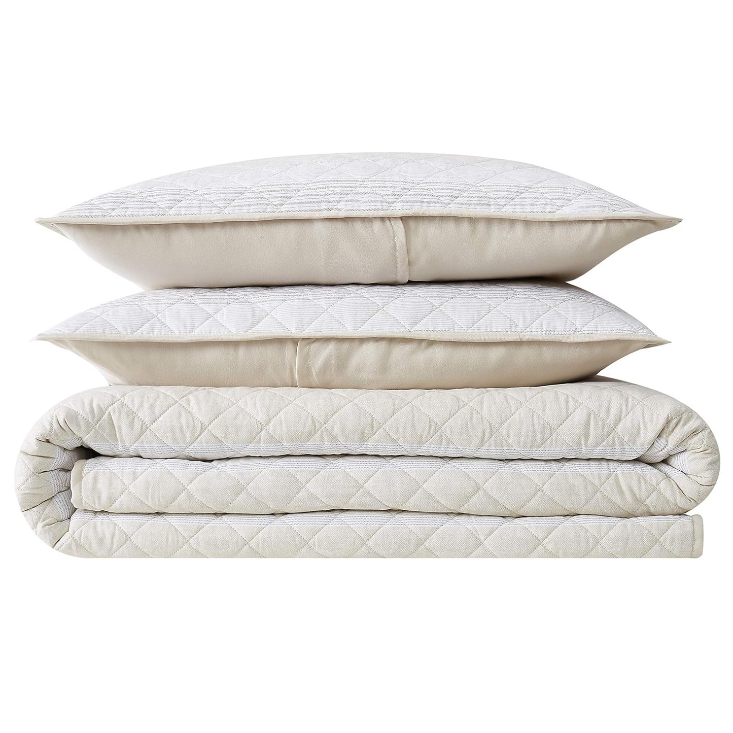 Neutral Stripe Full/Queen Quilt & Pillow Sham Set