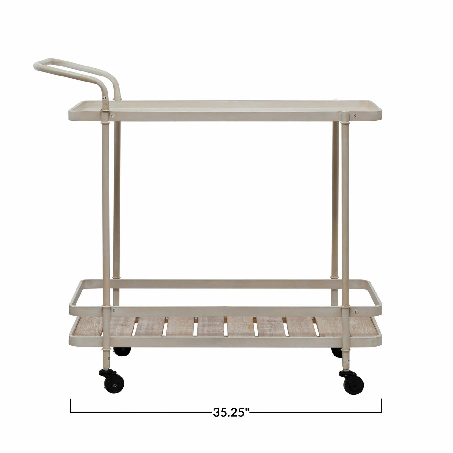Two-Tiered Serving Bar Cart, Cream