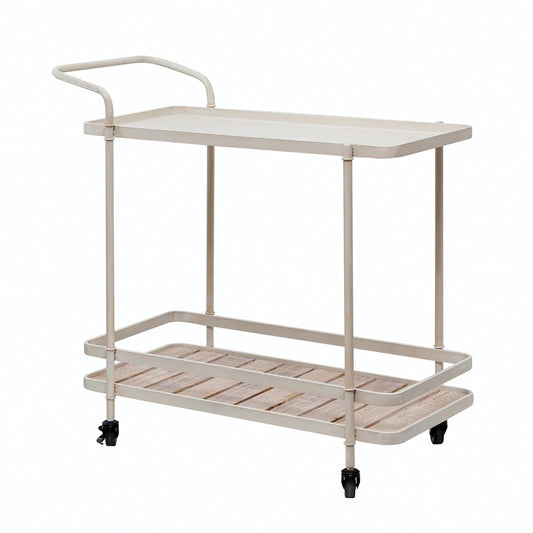 Two-Tiered Serving Bar Cart, Cream