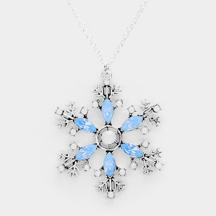 Embellished Snowflake Pendant Necklace
