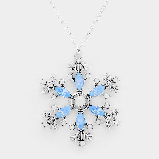 Embellished Snowflake Pendant Necklace