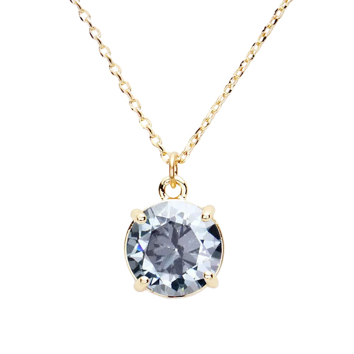 Black Cubic Zirconia Round Pendant Necklace