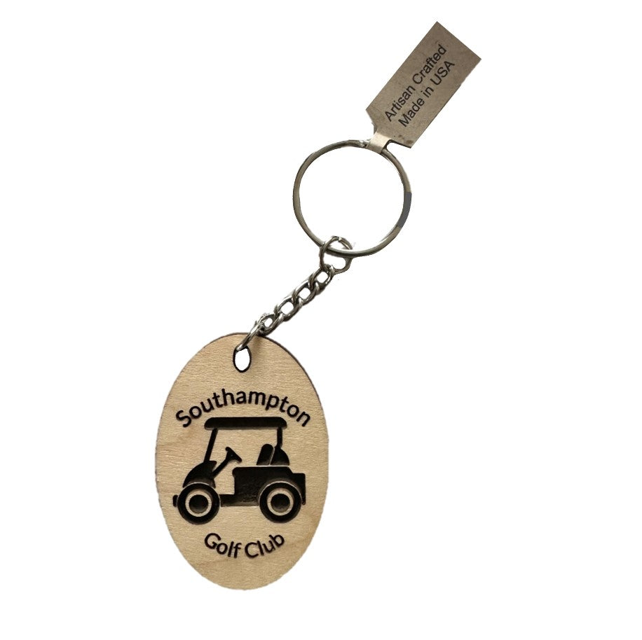 Southampton Golf Club Engraved Wood Golf Cart Keychain