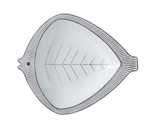 Decorative Embossed Metal Fish Tray, White (Hangs or Sits)