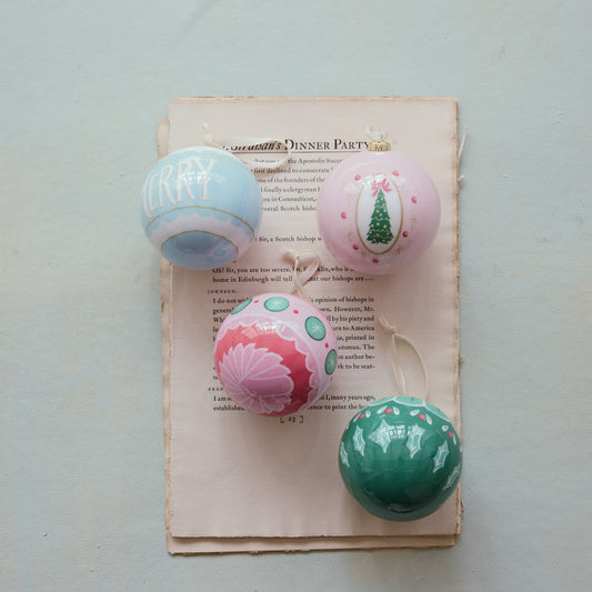 Decoupage Holiday Ball Christmas Tree Ornament Set