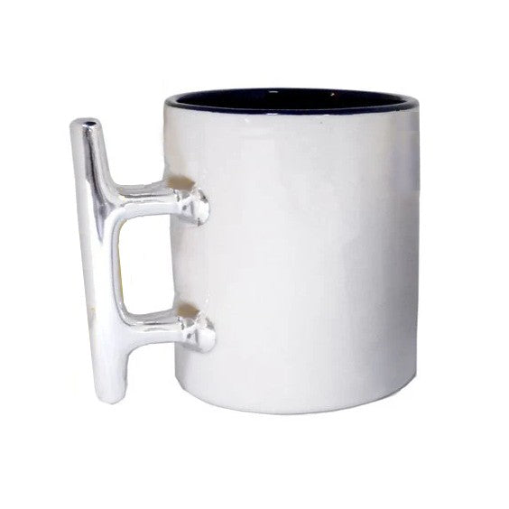 White and Blue Nautical Cleat Handle Mug