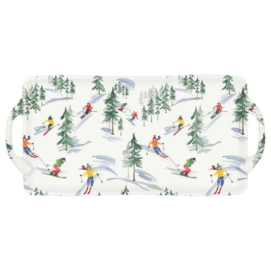 Skiing Down The Slope Melamine Serving Tray