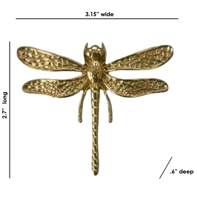 Gold Dragonfly Single Hole Drawer, Cabinet Handle