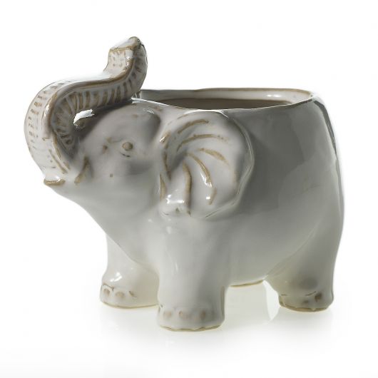 Ivory Elephant Ceramic Pot Planter