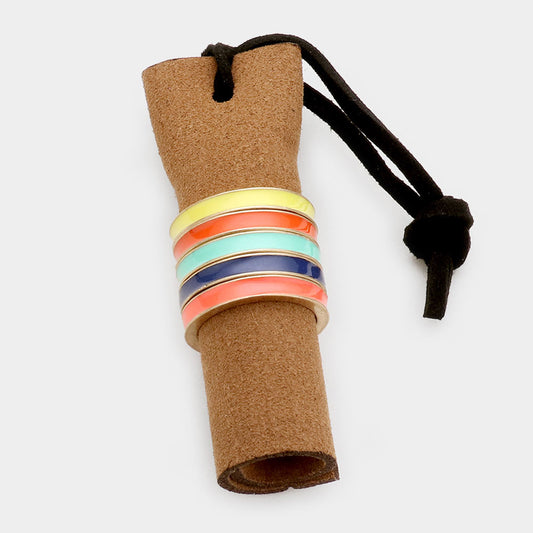 Enamel Colorful Stackable Rings (Multi - Set of 5, Sz 7.5)