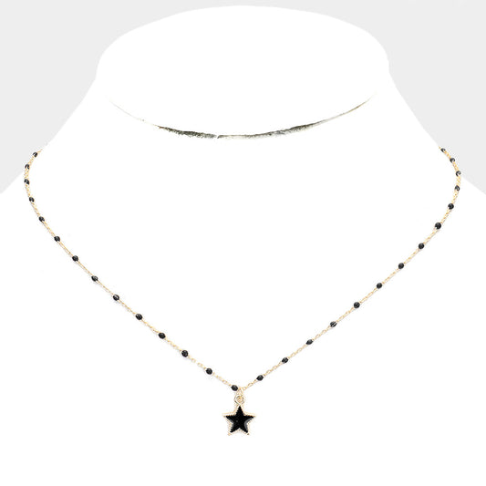 Star Pendant Necklace (Black)