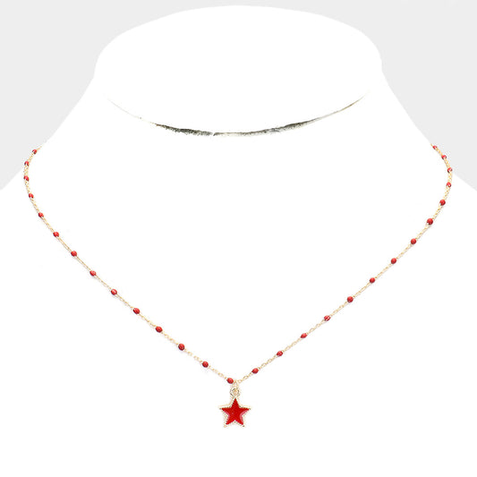Star Pendant Necklace (Red)