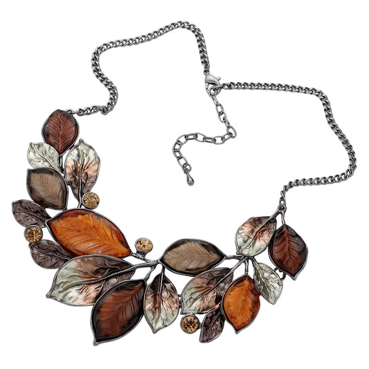 Structured Leaf and Vine Necklace and Earing Set