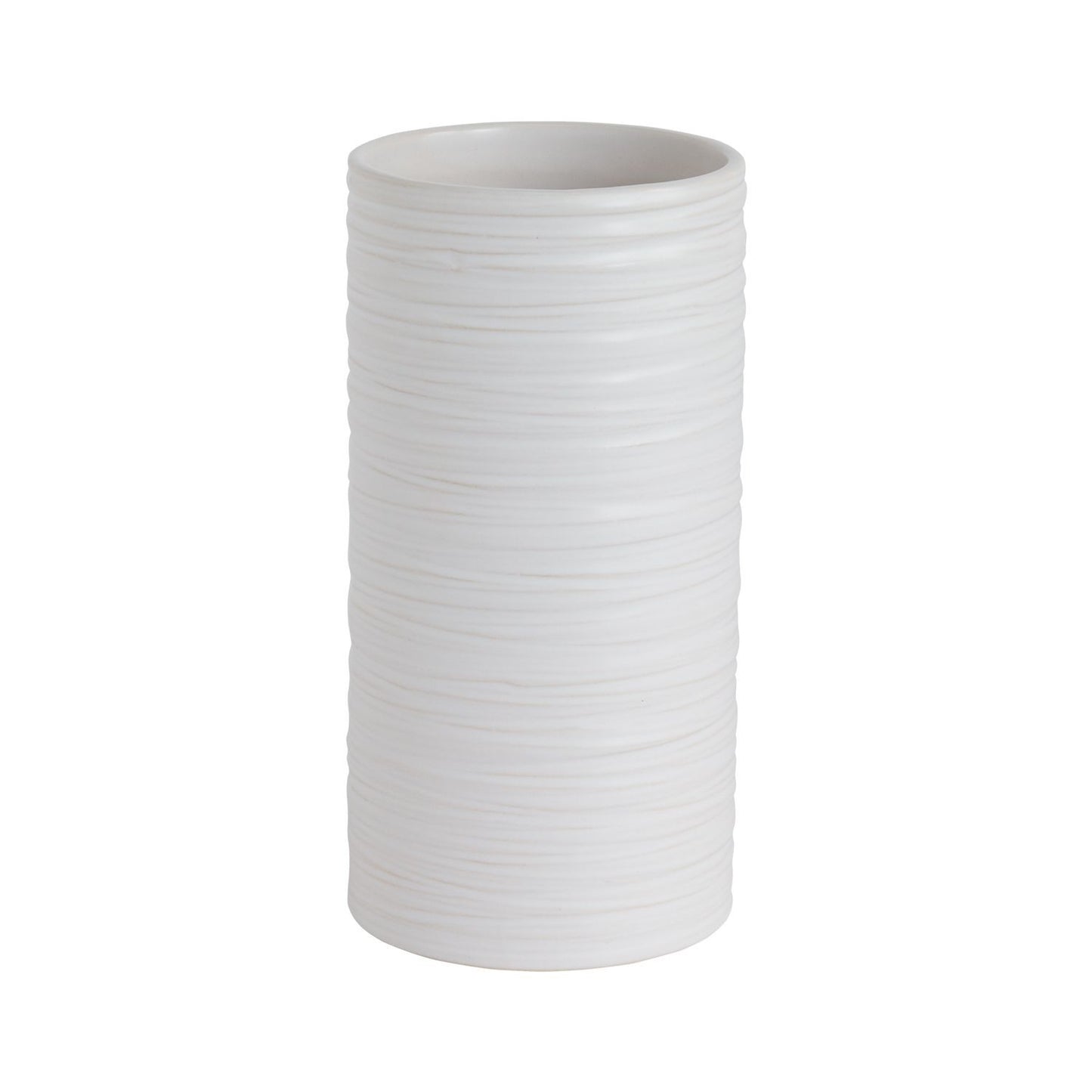 Striated White Modern Cylinder Vase (Medium)