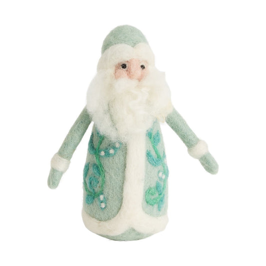 Sea Green Santa Claus Felted Figurine, Father Christmas