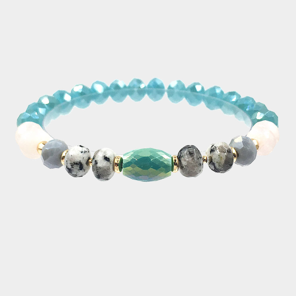 Faceted Beaded Stretch Bracelet (Turquoise)