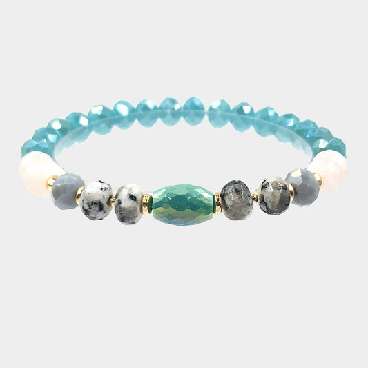 Faceted Beaded Stretch Bracelet (Turquoise)