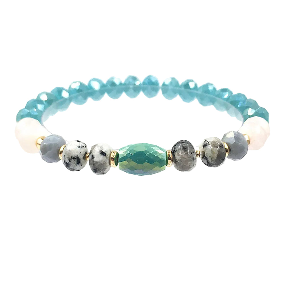 Faceted Beaded Stretch Bracelet (Turquoise)