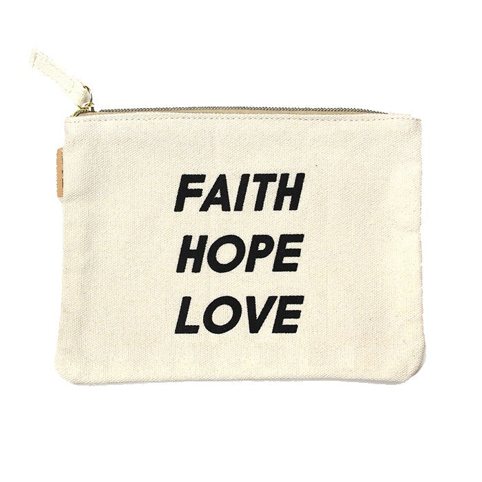 Cotton Canvas Eco Pouch Bag Wallet (Faith Hope Love)