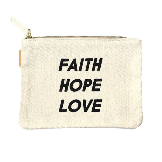 Cotton Canvas Eco Pouch Bag Wallet (Faith Hope Love)