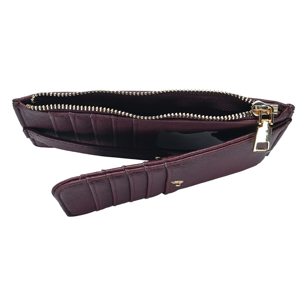 Brown Slim Multi Card Slot Faux Leather Wallet