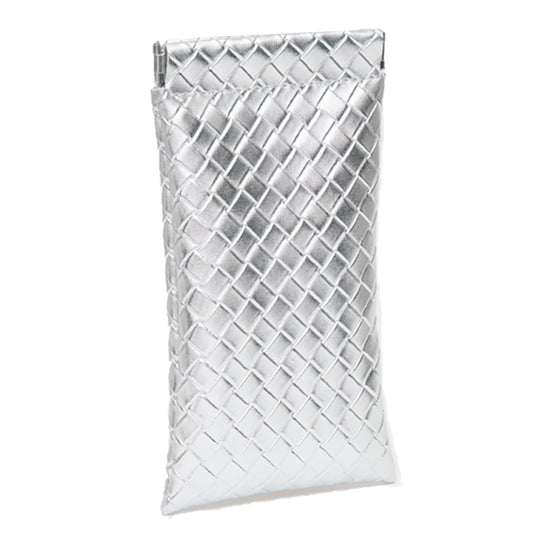 Squeeze Silver Basketweave Eyeglass Case