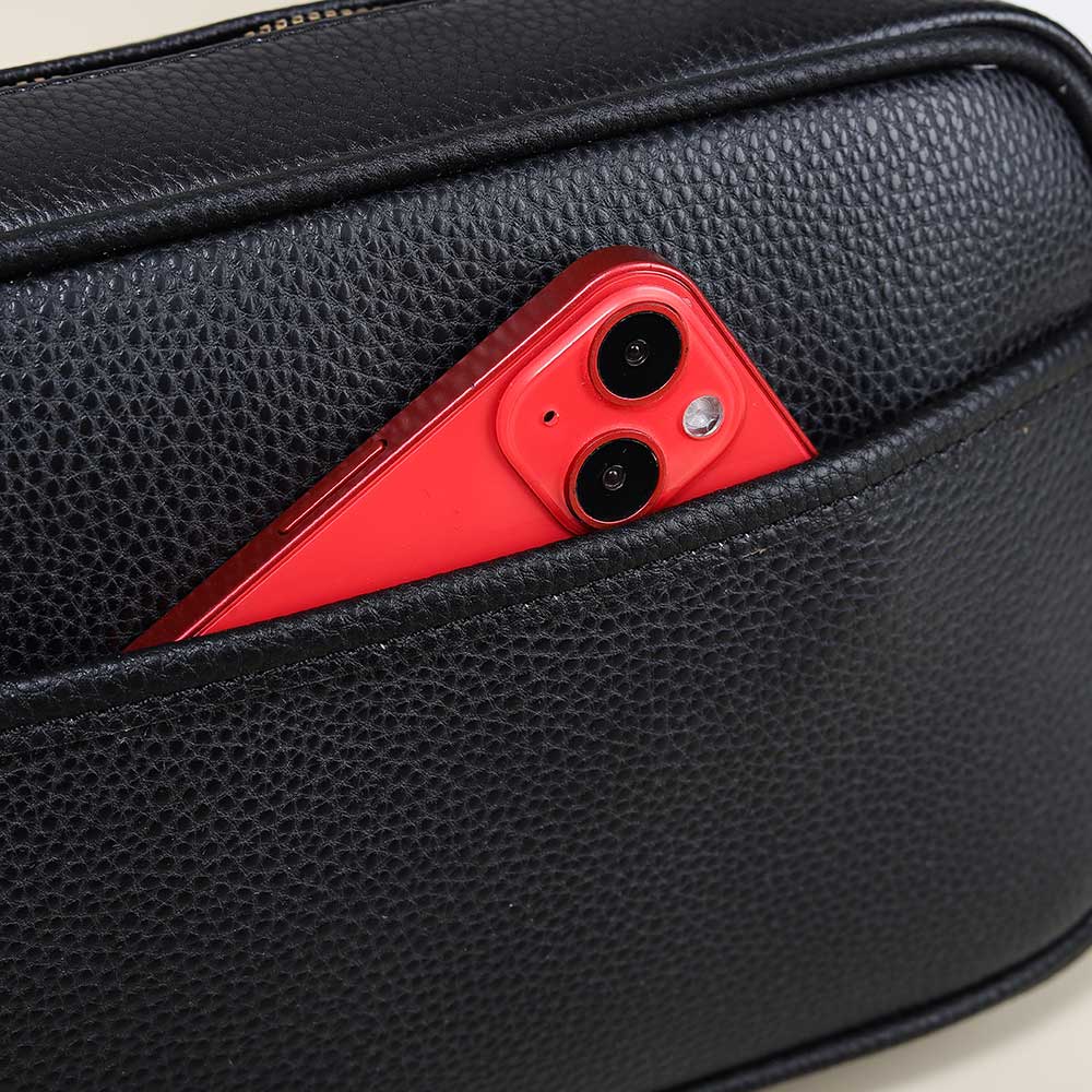 Faux Leather Crossbody Purse Bag (Navy Blue)