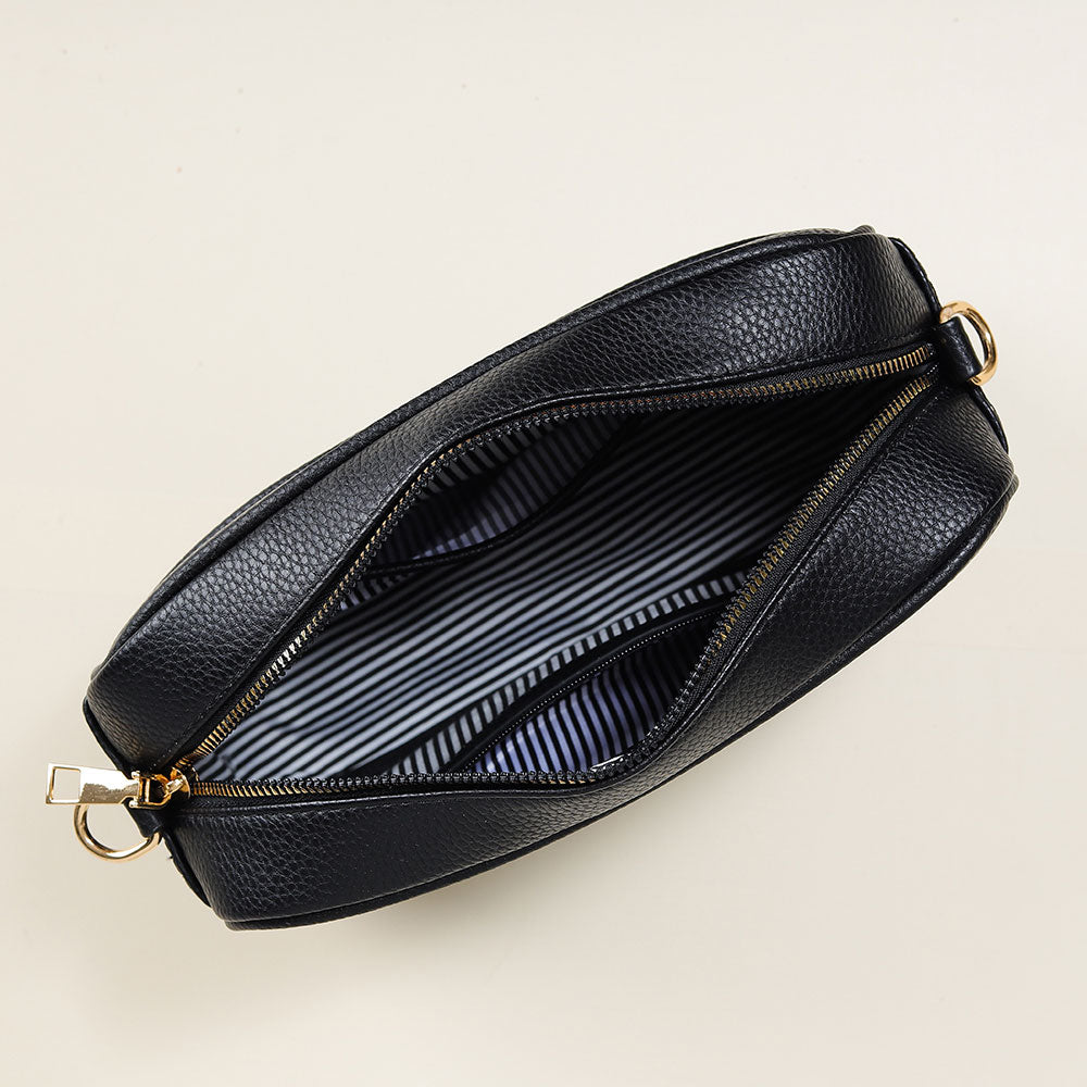 Faux Leather Crossbody Purse Bag (Navy Blue)