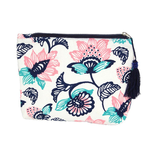 Flower Zippered Pouch - Cosmetic Bag