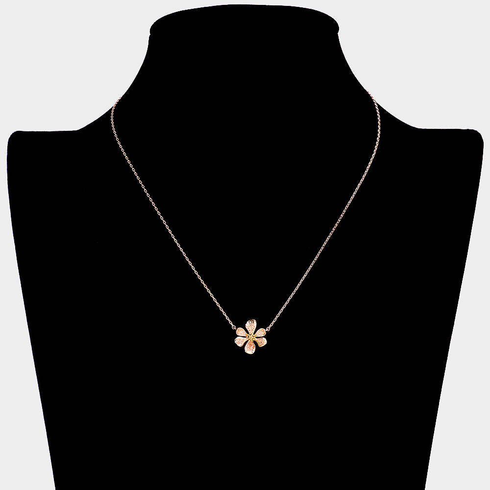 Flower Pendant Necklace (Rose Gold)