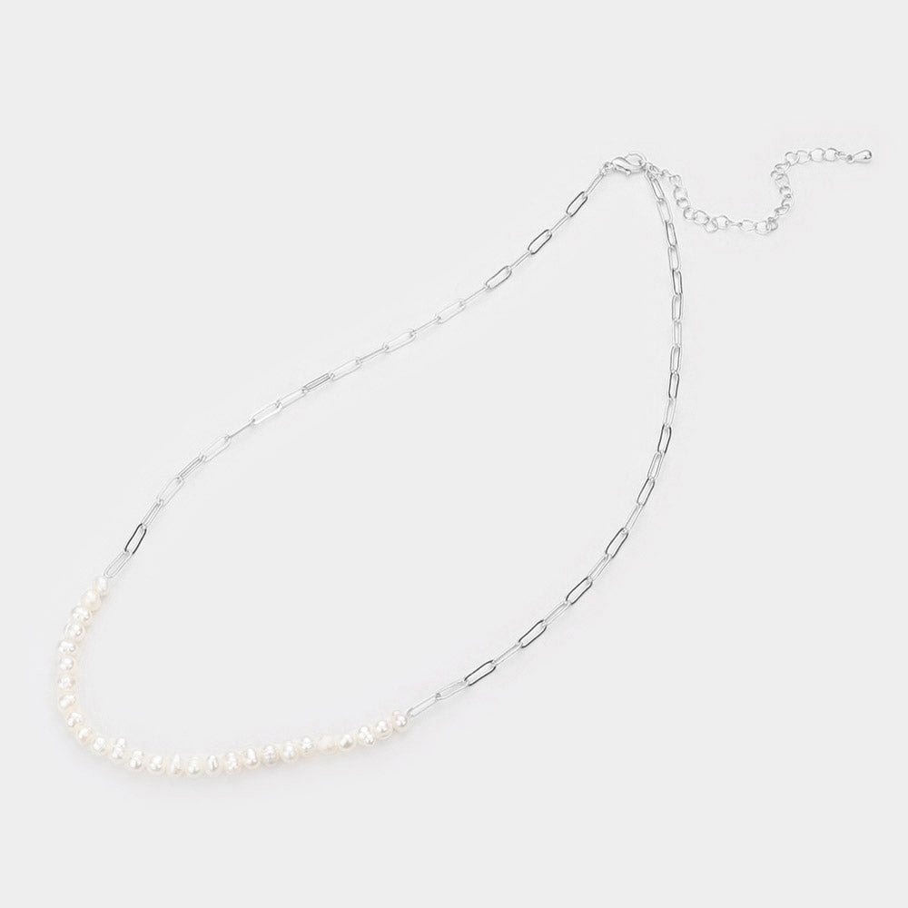 Freshwater Pearl Cluster Necklace (Silver)
