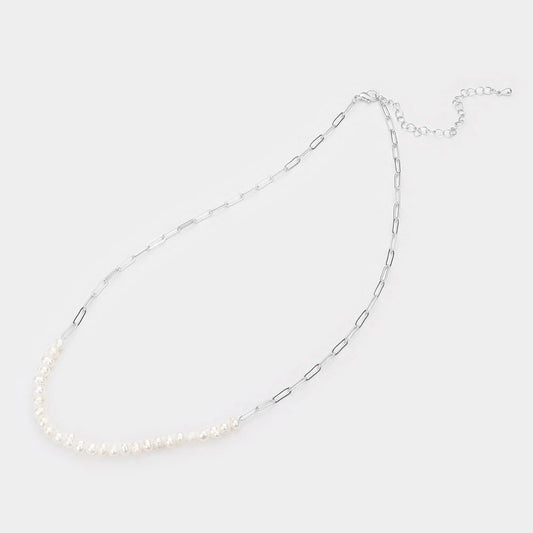 Freshwater Pearl Cluster Necklace (Silver)